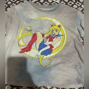 sailor moon cropped tie dye shirt
